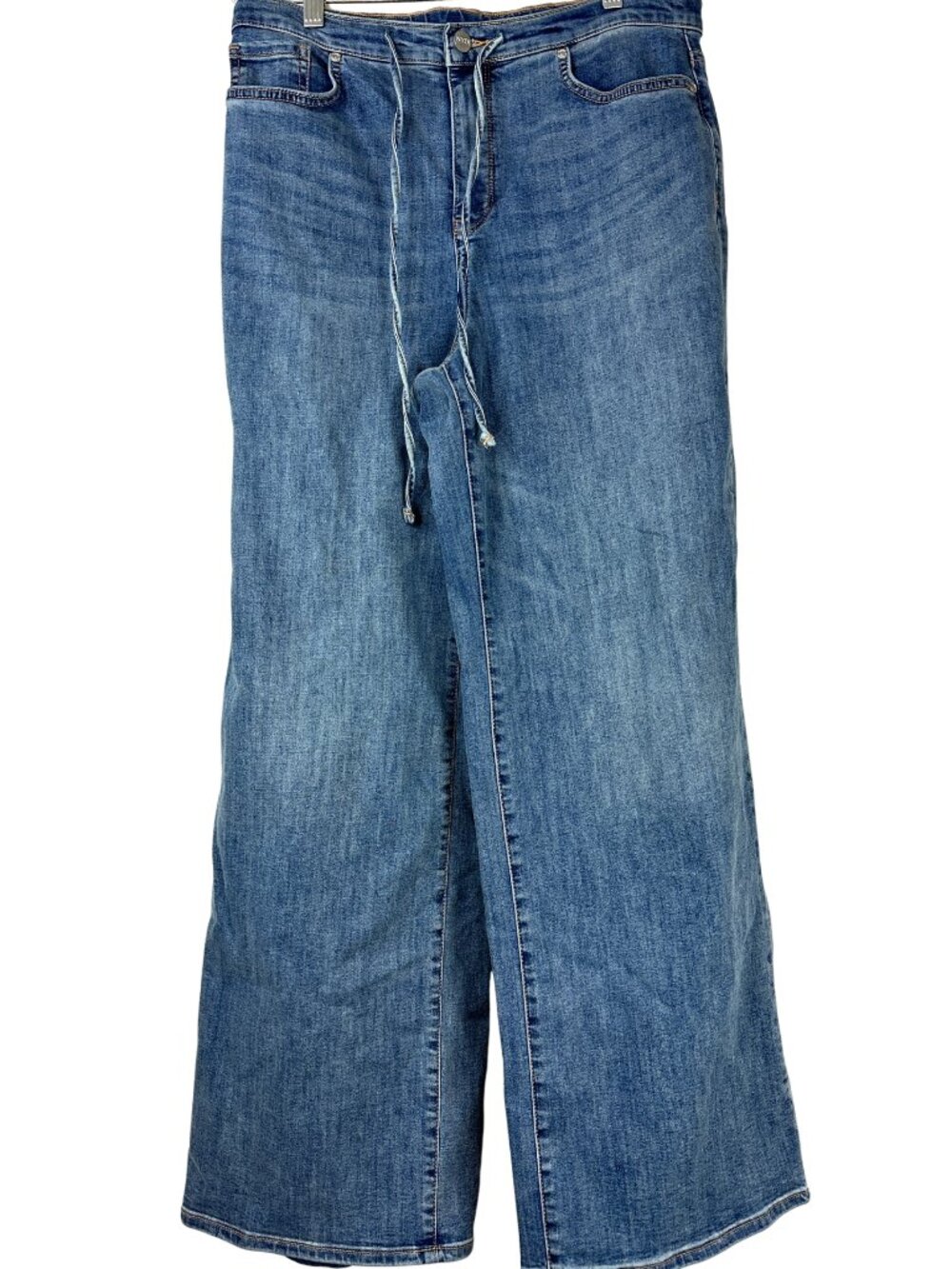 NYDJ Cool Embrace Wide Leg Drawstring Jeans Blue Size 6 Cooling Denim Size 6